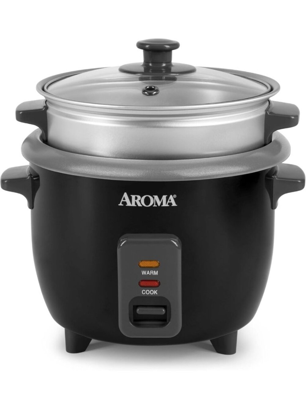 3-Cup Rice Cooker & Steamer - Multi-Cooker for Perfect Rice, Easy to Use, Black